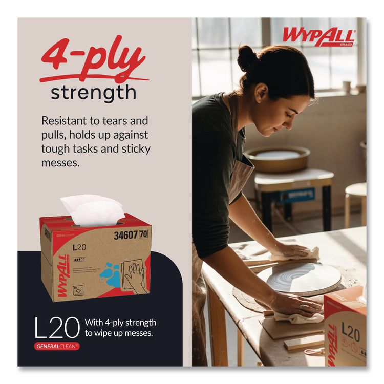 L20 Towels, BRAG Box, 11.1 x 16.8, Unscented, White, 176/Box