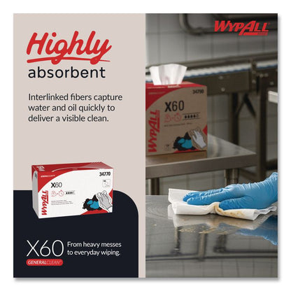 General Clean X60 Cloths, 1/4 Fold, 11 x 23, White, 100/Box, 9 Boxes/Carton