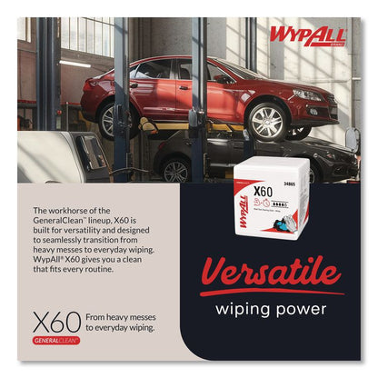 General Clean X60 Cloths, 1/4 Fold, 12.5 x 13, White, 76/Box, 12 Boxes/Carton