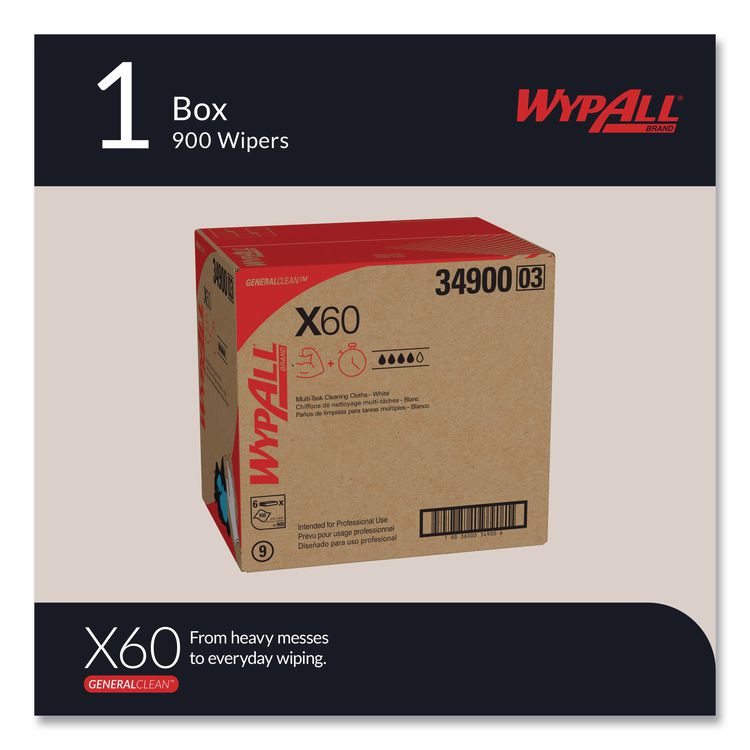 General Clean X60 Cloths, Flat Sheet, 12.5 x 16.8, White, 150/Box, 6 Boxes/Carton