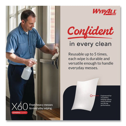 General Clean X60 Cloths, Flat Sheet, 12.5 x 16.8, White, 150/Box, 6 Boxes/Carton