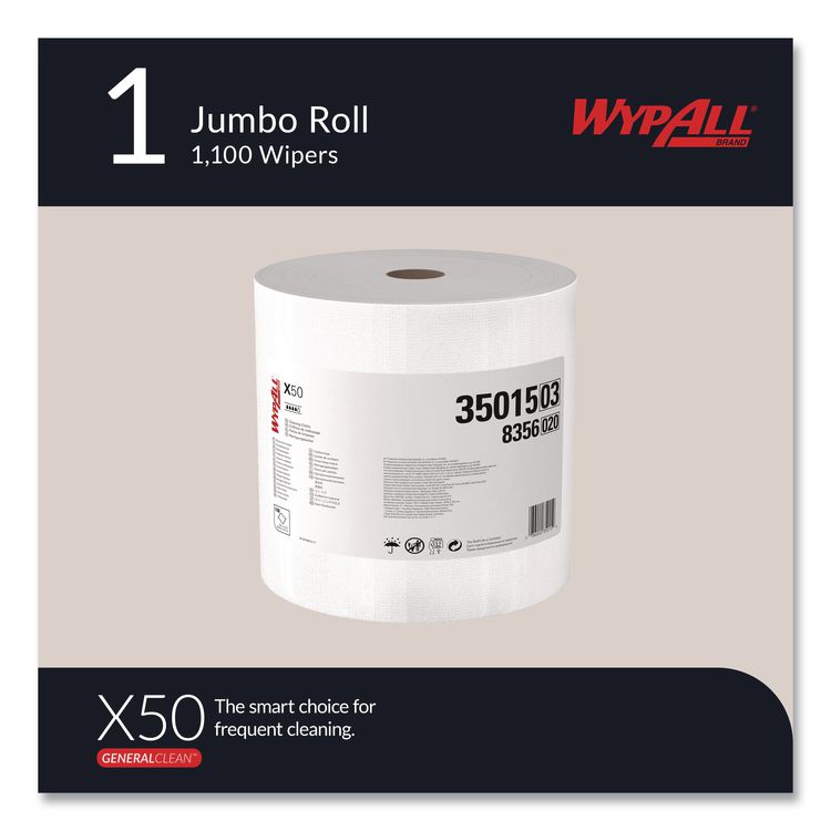 GeneralClean X50 Cloths, Jumbo Roll, 13.4 x 9.8, White, 1,100/Roll