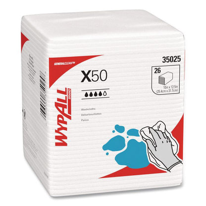X50 Cloths, 1/4 Fold, 12.5 x 10, White, 26/Pack, 32 Packs/Carton