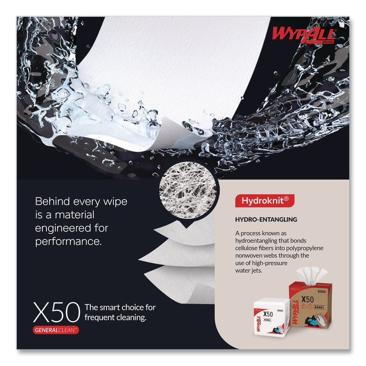 X50 Cloths, 1/4 Fold, 12.5 x 10, White, 26/Pack, 32 Packs/Carton