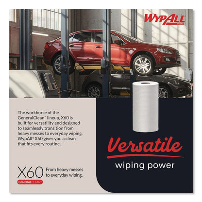General Clean X60 Cloths, Small Roll, 9.8 x 13.4, White, 130/Roll, 12 Rolls/Carton