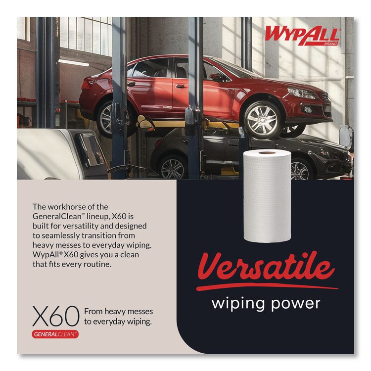 General Clean X60 Cloths, Small Roll, 13.5 x 19.6, White, 130/Roll, 6 Rolls/Carton