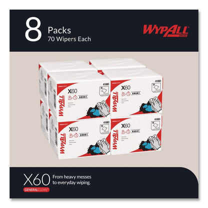 General Clean X60 Cloths, 1/4 Fold, 12.5 x 10, White, 70/Pack, 8 Packs/Carton