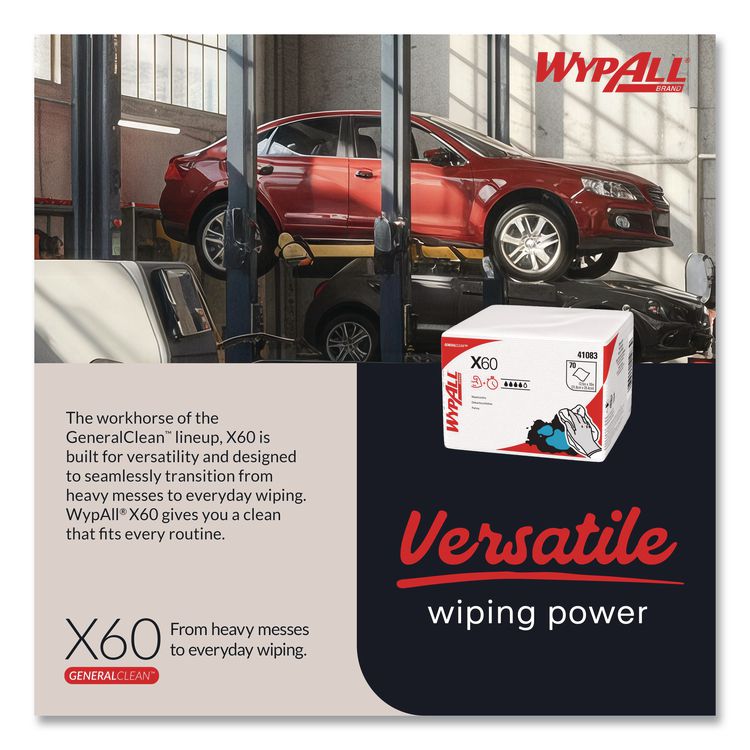 General Clean X60 Cloths, 1/4 Fold, 12.5 x 10, White, 70/Pack, 8 Packs/Carton