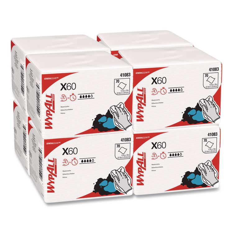 General Clean X60 Cloths, 1/4 Fold, 12.5 x 10, White, 70/Pack, 8 Packs/Carton