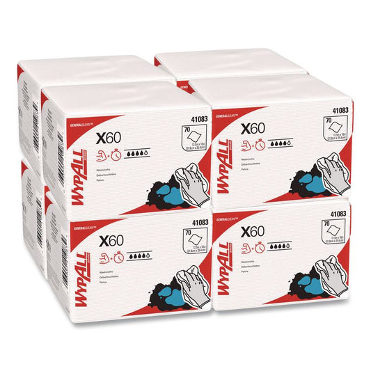 General Clean X60 Cloths, 1/4 Fold, 12.5 x 10, White, 70/Pack, 8 Packs/Carton
