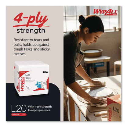 L20 Towels, 1/4 Fold, 4-Ply, 12.5 x 12 Unscented, White, 68/Pack, 12 Packs/Carton