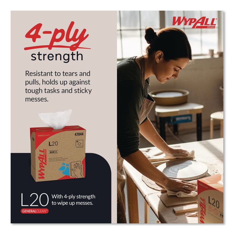 L20 Towels, POP-UP Box, 4-Ply, 9.1 x 16.8, Unscented, White, 88/Box, 10 Boxes/Carton