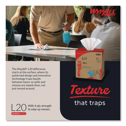 L20 Towels, POP-UP Box, 4-Ply, 9.1 x 16.8, Unscented, White, 88/Box, 10 Boxes/Carton