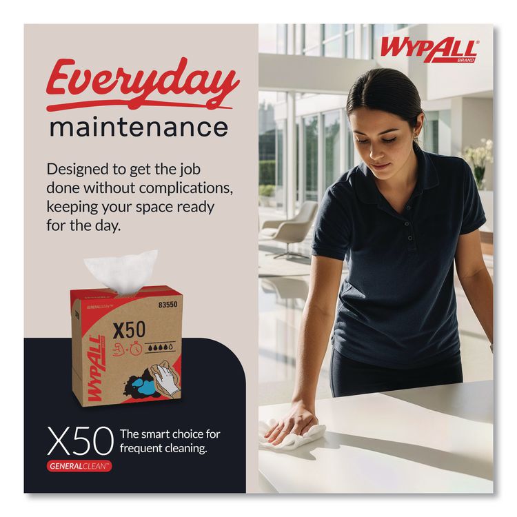 X50 Cloths, POP-UP Box, 12.5 x 9.1, White, 168/Box, 10 Boxes/Carton