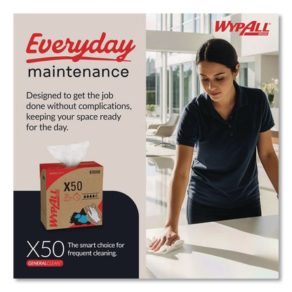 X50 Cloths, POP-UP Box, 12.5 x 9.1, White, 168/Box, 10 Boxes/Carton