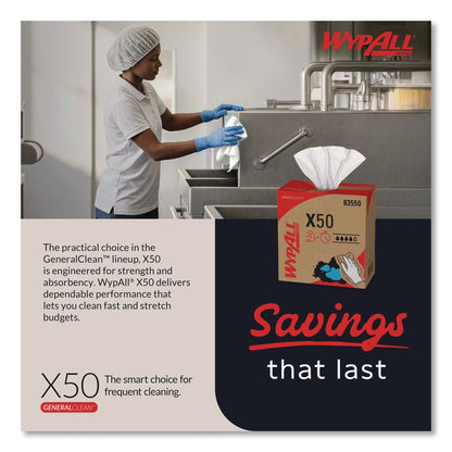 X50 Cloths, POP-UP Box, 12.5 x 9.1, White, 168/Box, 10 Boxes/Carton