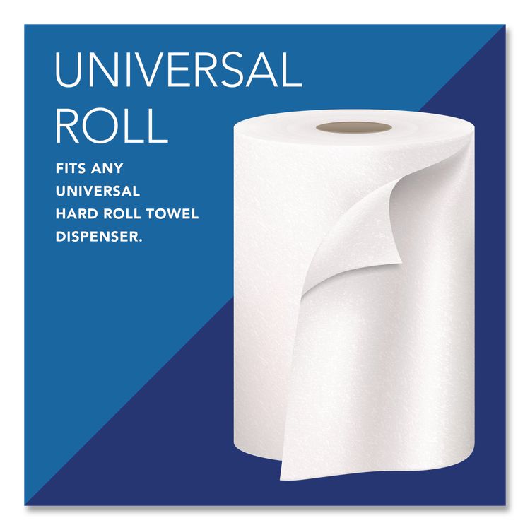 Universal 100% Recycled Fiber Hard Roll Paper Towels, 1-Ply, 8" x 800 ft, White, 6 Rolls/Carton