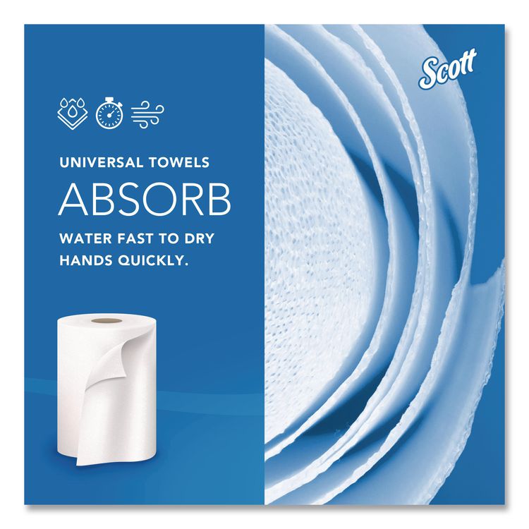 Universal 100% Recycled Fiber Hard Roll Paper Towels, 1-Ply, 8" x 800 ft, White, 6 Rolls/Carton