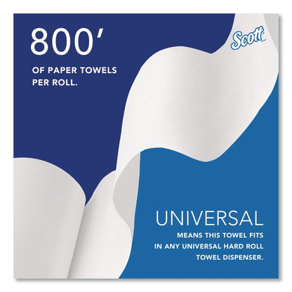 Universal 100% Recycled Fiber Hard Roll Paper Towels, 1-Ply, 8" x 800 ft, White, 6 Rolls/Carton