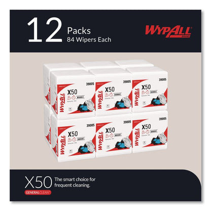 GeneralClean X50 Cleaning Cloths, 12 x 12.5, White, 84/Pack, 12 Packs/Carton