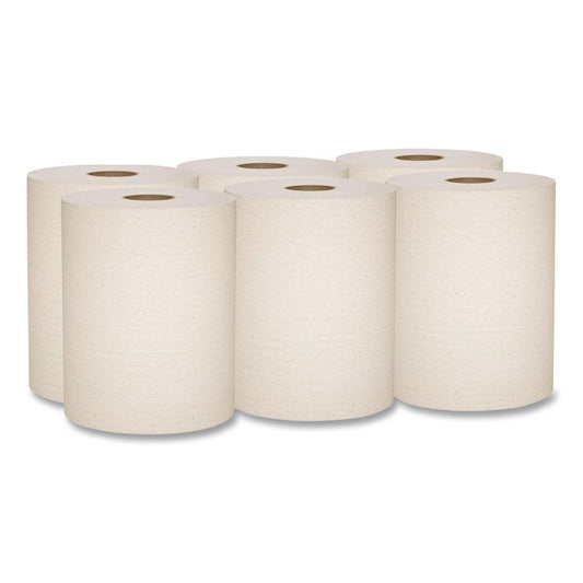 Essential 100% Recycled Fiber Hard Roll Towel, 1-Ply, 8" x 800 ft, 1.5" Core, Brown, 6 Rolls/Carton