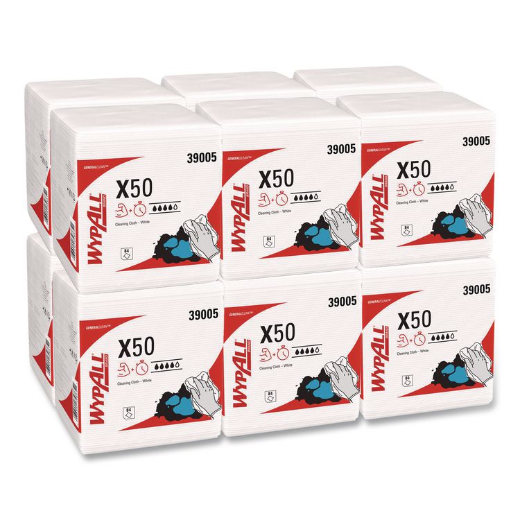 GeneralClean X50 Cleaning Cloths, 12 x 12.5, White, 84/Pack, 12 Packs/Carton