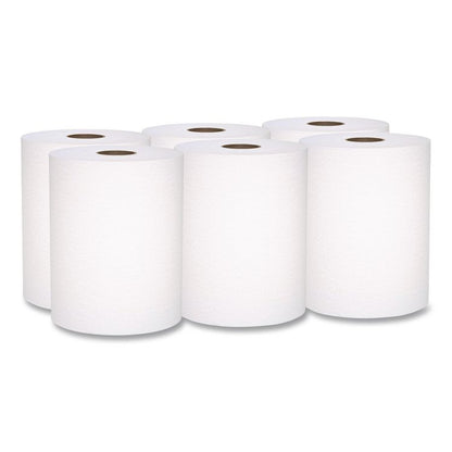 Universal 100% Recycled Fiber Hard Roll Paper Towels, 1-Ply, 8" x 800 ft, White, 6 Rolls/Carton