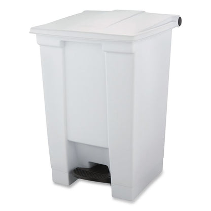 Indoor Utility Step-On Waste Container, 12 gal, Plastic, White