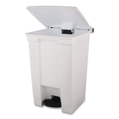Indoor Utility Step-On Waste Container, 12 gal, Plastic, White