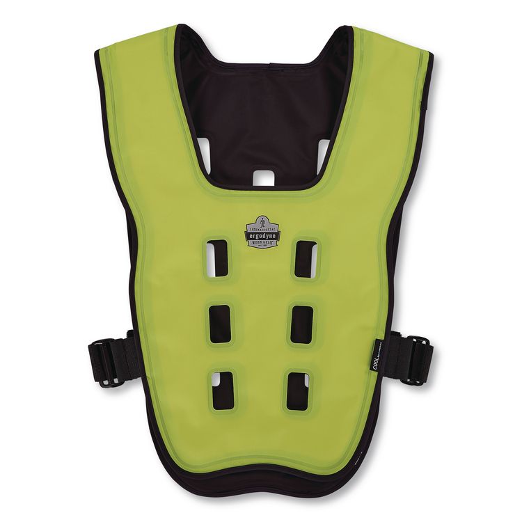 Chill-Its 6684 Dry Evaporative Cooling Vest - Elastic Waist, Polyester/Polyurethane, Small/Medium, Lime