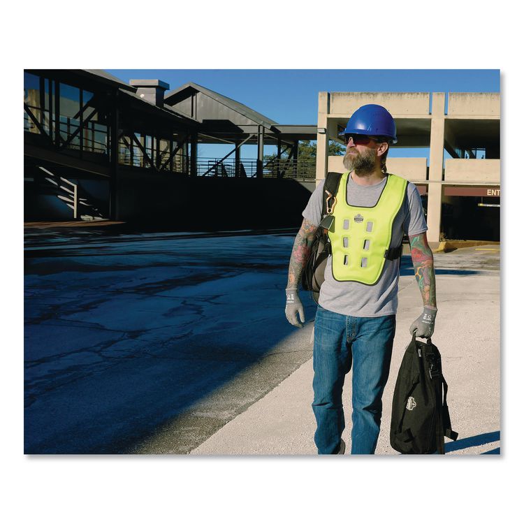 Chill-Its 6684 Dry Evaporative Cooling Vest - Elastic Waist, Polyester/Polyurethane, 2X-Large/3X-Large, Lime