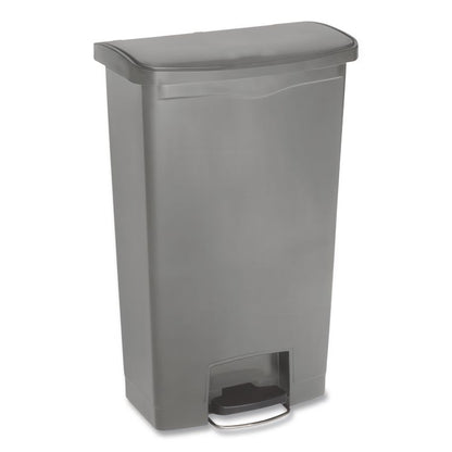 Slim Jim Streamline Resin Step-On Container, Front Step Style, 18 gal, Polyethylene, Gray
