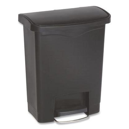 Slim Jim Streamline Resin Step-On Container, Front Step Style, 8 gal, Polyethylene, Black