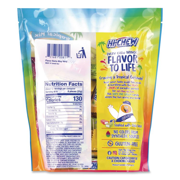 Stand Up Pouch Tropical Mix, 12.7 oz Pouch, 2/Carton