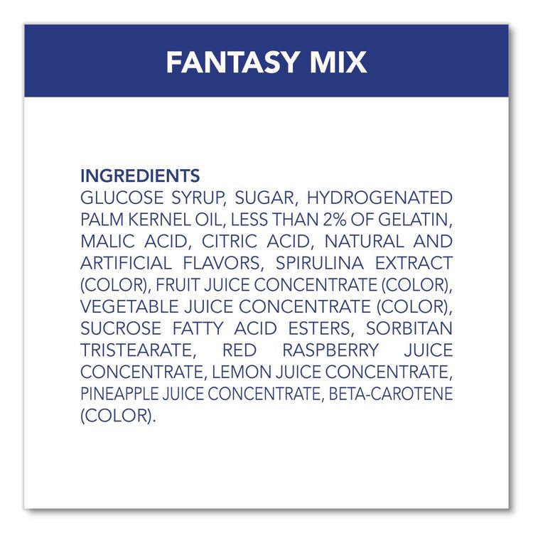 Stand Up Pouch Fantasy Mix, Rainbow Sherbet/Blue Hawaii/Blue Raspberry, 11.65 oz Pouch, 2/Carton