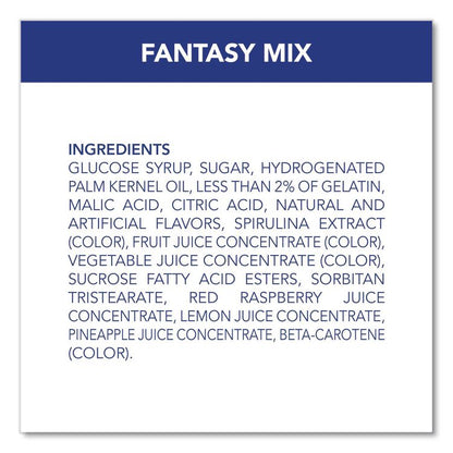 Stand Up Pouch Fantasy Mix, Rainbow Sherbet/Blue Hawaii/Blue Raspberry, 11.65 oz Pouch, 2/Carton