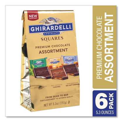 Premium Chocolate Assortment Squares, 5.3 oz Bag, 6/Carton