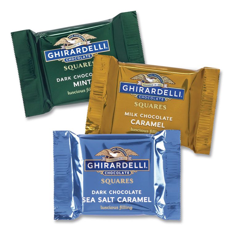 Premium Chocolate Assortment Squares, 5.3 oz Bag, 6/Carton