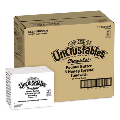 UNCRUSTABLES Peanut Butter and Honey Wheat, 2.6 oz, 8 Sandwiches/Box, 2 Boxes/Carton