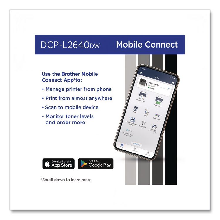 DCP-L2640DW Wireless Compact Monochrome Multifunction Laser Printer, Copy/Print/Scan
