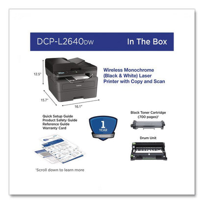 DCP-L2640DW Wireless Compact Monochrome Multifunction Laser Printer, Copy/Print/Scan