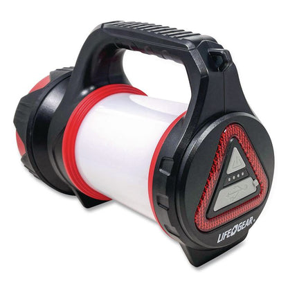 LifeGear USB Rechargeable Multi-Mode Lantern, Rechargeable Lithium Ion Battery (Included), Black/Red