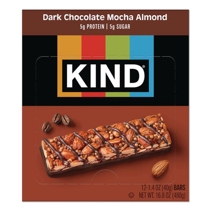 Nuts and Spices Bar, Dark Chocolate Mocha Almond, 1.4 oz Bar, 12/Box