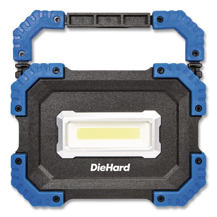 DieHard Rechargeable Utility Work Light with Power Bank, Lithium Ion Rechargeable Battery (Included), Black/Blue