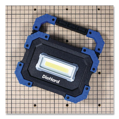 DieHard Rechargeable Utility Work Light with Power Bank, Lithium Ion Rechargeable Battery (Included), Black/Blue