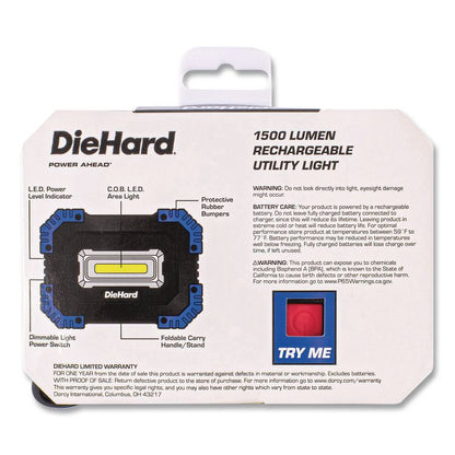 DieHard Rechargeable Utility Work Light with Power Bank, Lithium Ion Rechargeable Battery (Included), Black/Blue