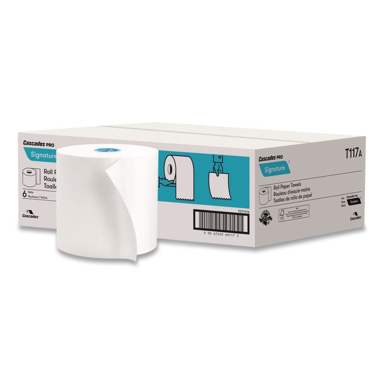 Signature Hardwound Roll Towels for Tandem Dispensers, 1-Ply, 7.5" x 1,000 ft, White, 6 Rolls/Carton
