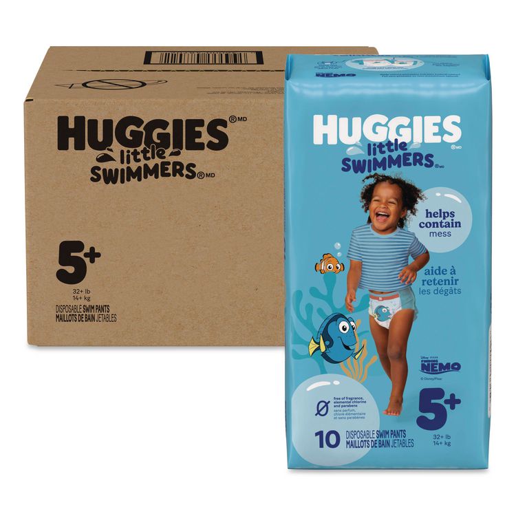 Little Swimmers, Size 5-6, 32 lbs and Up, 10/Pack, 8 Packs/Carton
