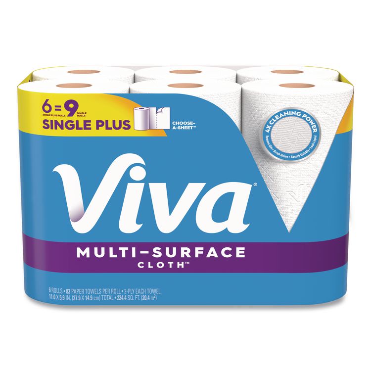 Multi-Surface Cloth Choose-A-Sheet Kitchen Roll Paper Towels 2-Ply, 11 x 5.9, White, 83/Roll, 6 Rolls/Pack, 4 Packs/Carton