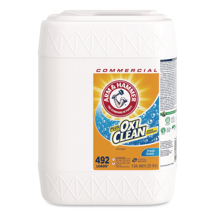 OxiClean Concentrated Liquid Laundry Detergent, Fresh Scent, 5 gal Jug, 6/Carton